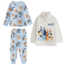 (4-5 Years, Blue) Bluey Boys Character Long-Sleeved Long Pyjama Set