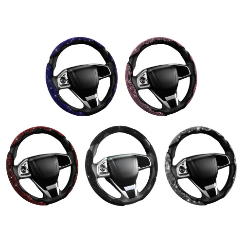 1 Set Segmented Rhinestones Style Steering Wheel Trim Set for Daily Driving Blue 2
