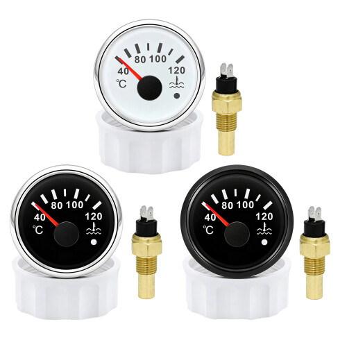 Water Temp Meter with 40-120C Scale and Engine Reading Sensor White 1