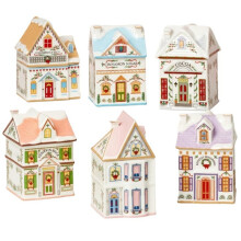 Christmas Holiday Village Spice House Set Home Decor for Spices Sugar Xmas Kitchen Storage Tabletop Ornaments 6pc