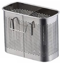 304 Stainless Steel Utensil Drainer, 2-Tier Silverware Drying Rack with Hooks, Anti-Rust Kitchen Sink Organizer
