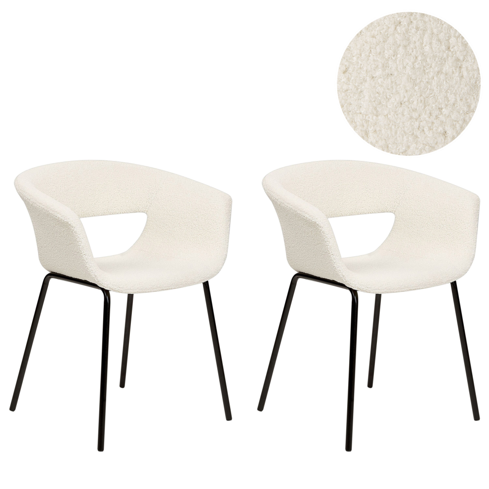 Beliani Set Of 2 Dining Chairs Elma Boucle Off-White