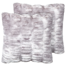 Set of 2 Decorative Cushions MACODES Faux Fur 45 x 45 cm Light Grey Solid