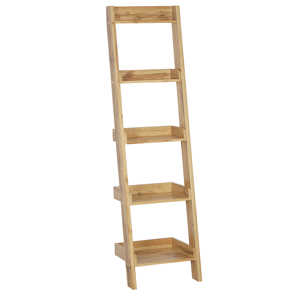 Beliani 5 Tier Shelving Unit Mobile Duo 169 Cm Light Brown