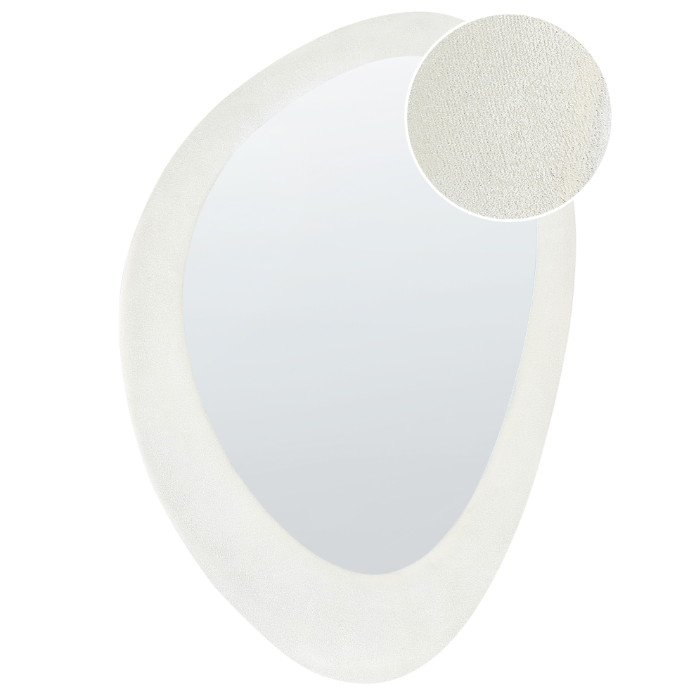 Beliani Wall Mirror Audes 60 Cm 90 Cm Velvet Off-White