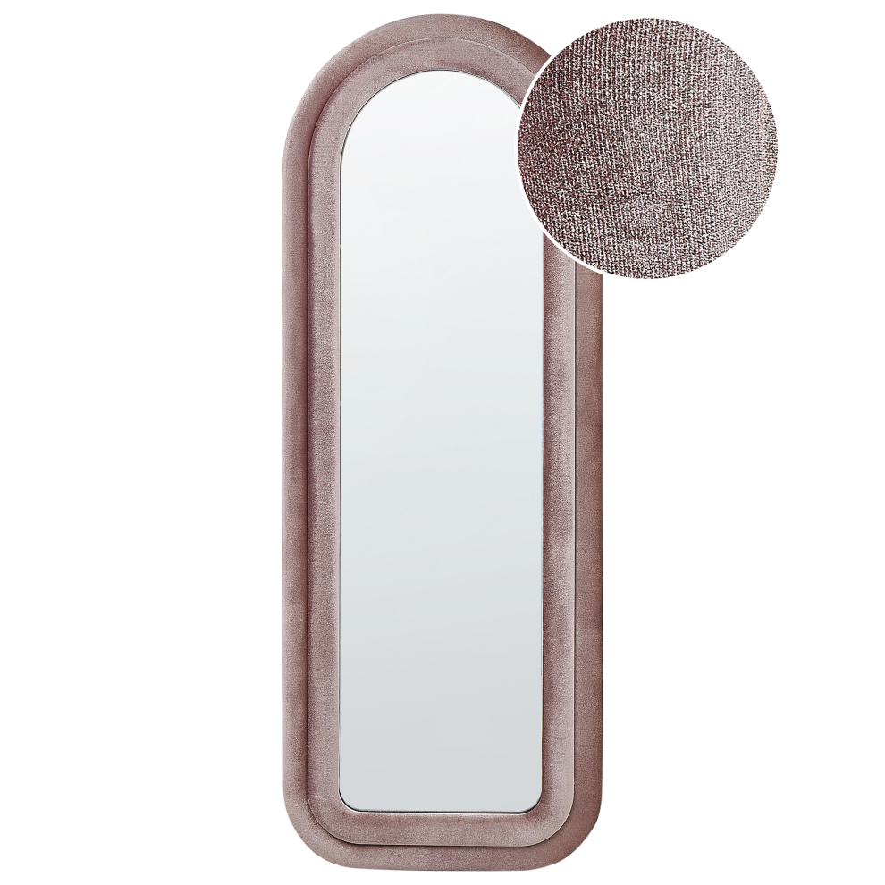 Beliani Wall Mirror Culan 60 Cm 160 Cm Velvet Pink