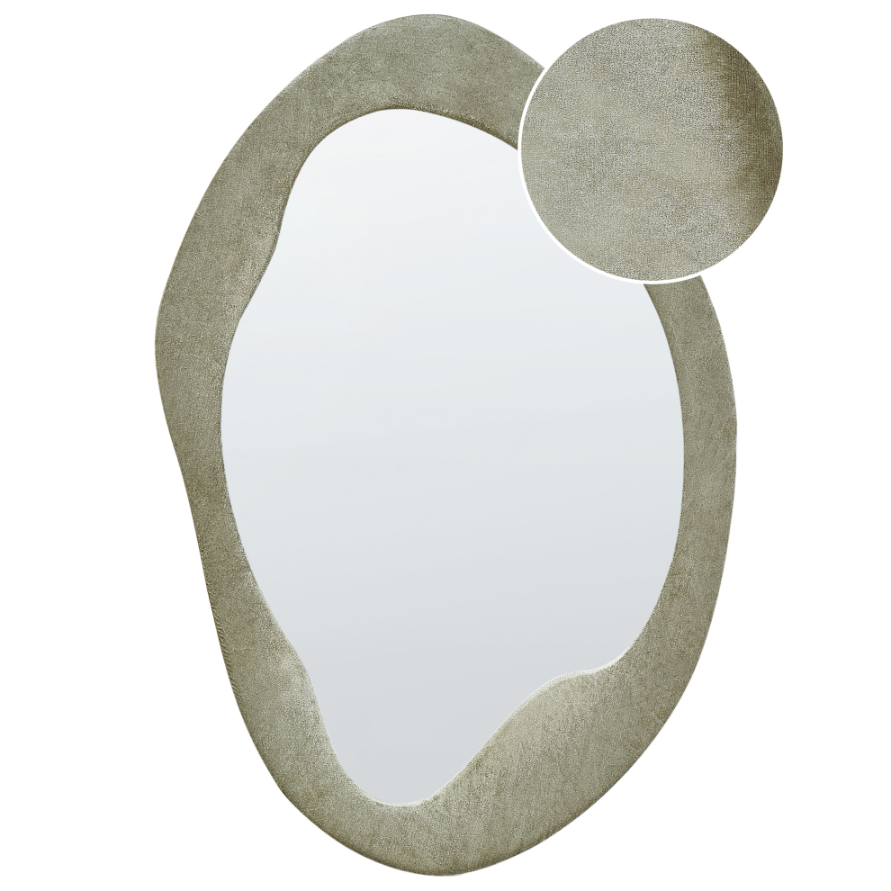 Beliani Wall Mirror Lenax 59 Cm 90 Cm Velvet Olive Green