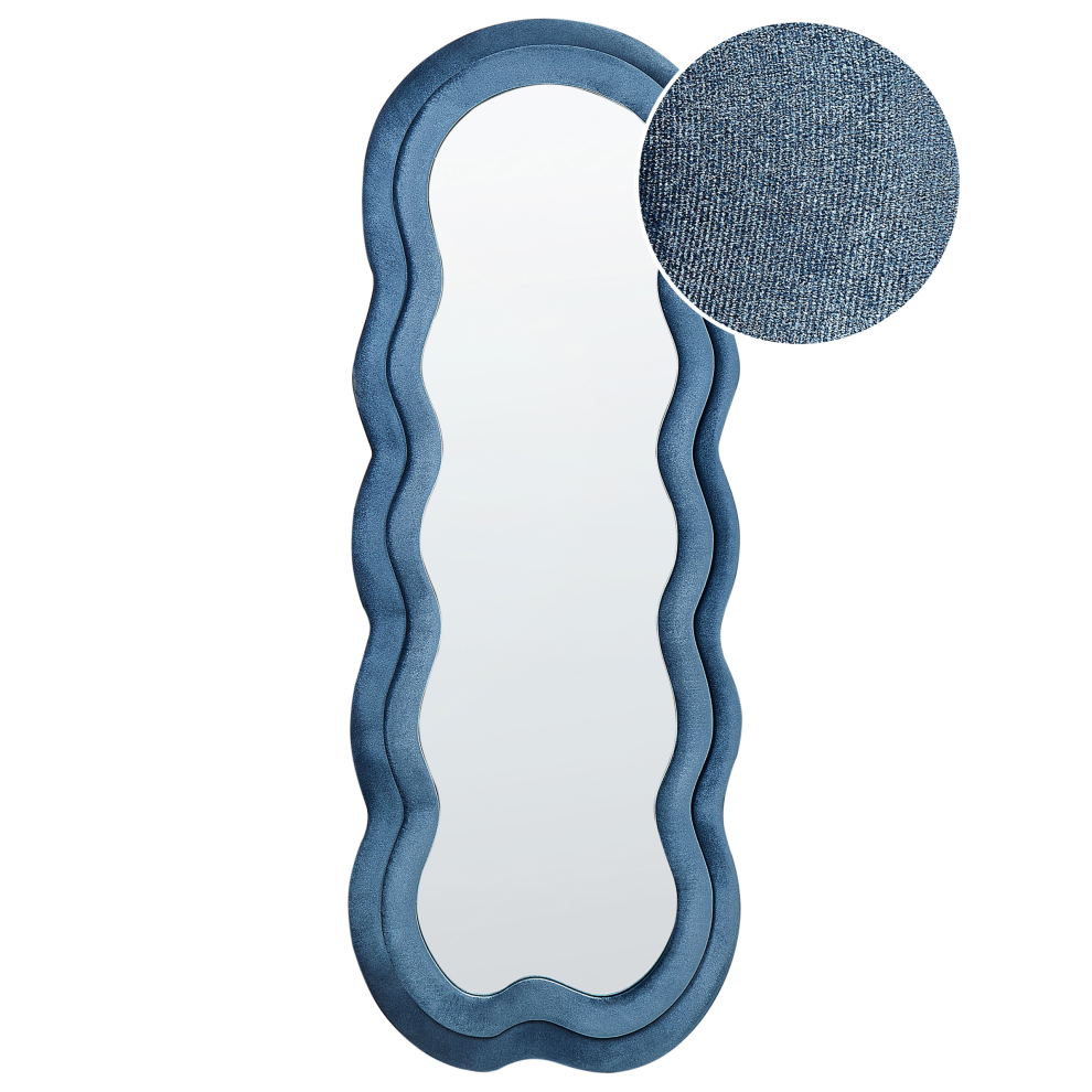Beliani Wall Mirror Lacs 57 Cm 160 Cm Velvet Blue
