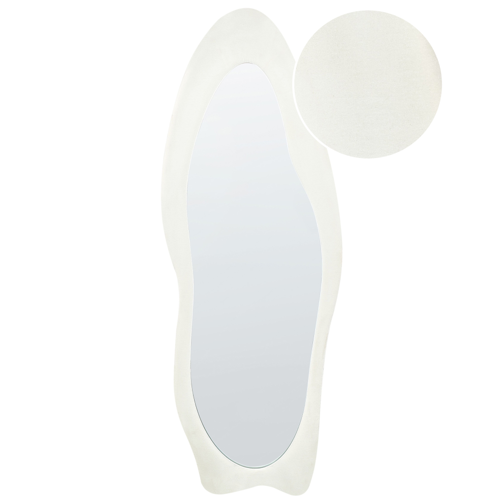 Beliani Wall Mirror Reigny 57 Cm 160 Cm Velvet White