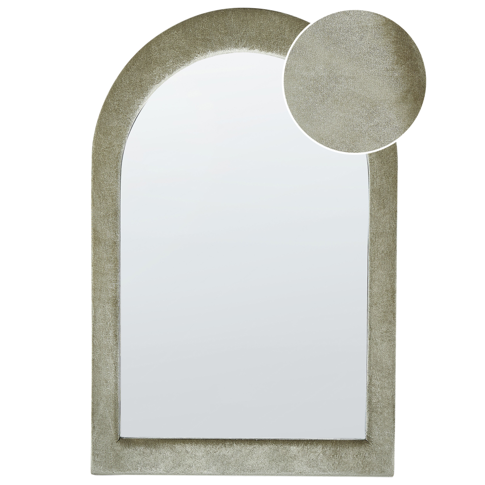 Beliani Wall Mirror Huriel 60 Cm 90 Cm Velvet Olive Green
