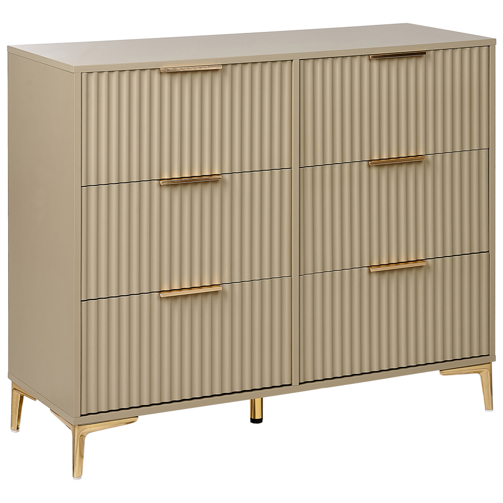 Beliani 6 Drawer Chest Walcott Beige
