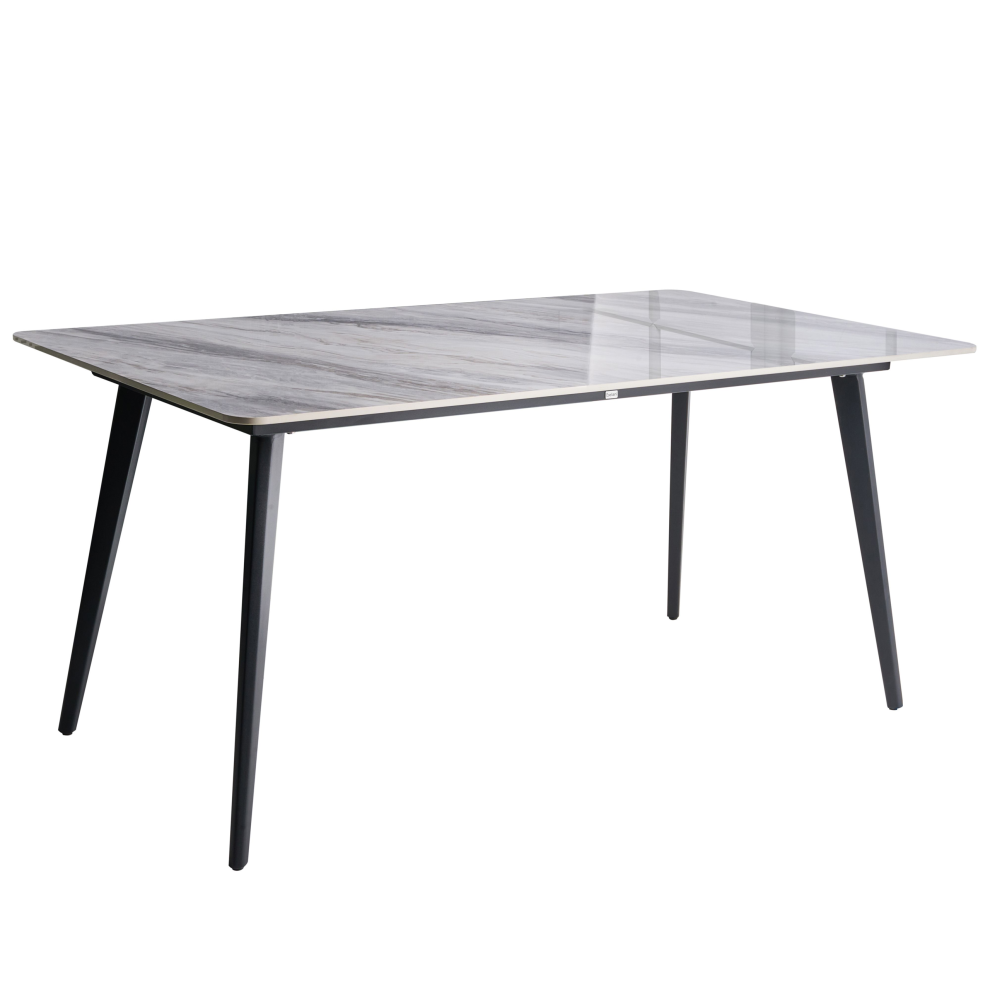 Beliani Garden Dining Table Rodallo 160 Cm 90 Cm Stone Grey Marble