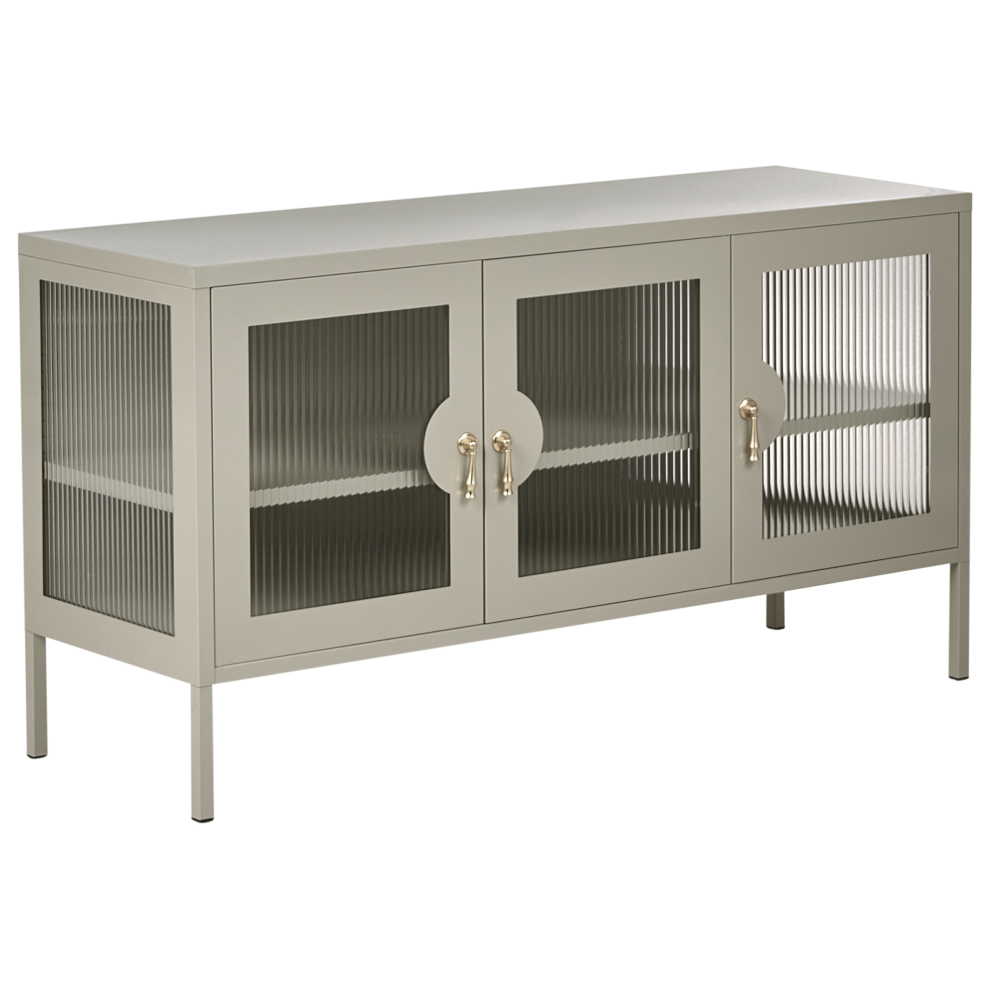 Beliani 3 Door Sideboard Gleora Metal Light Beige