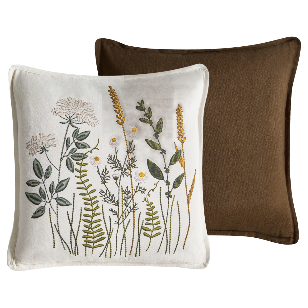 Photos - Football Kit Beliani Set of 2 Decorative Cushions KNEMA Cotton 45 x 45 cm White Floral Pattern