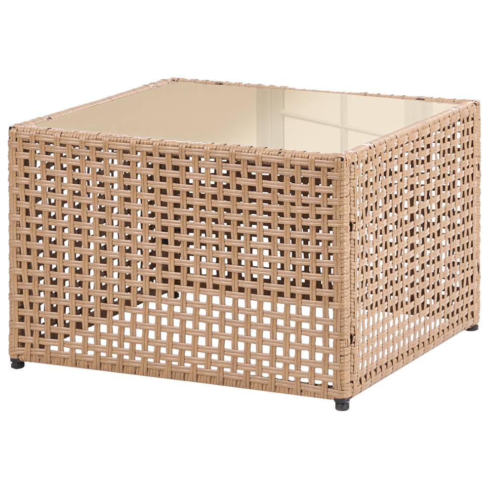Beliani Garden Coffee Table Omegana 66 Cm 66 Cm Pe Rattan Beige