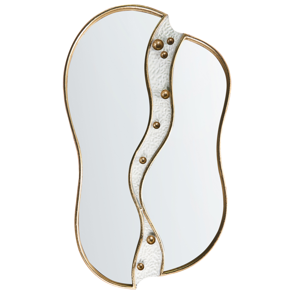 Beliani Wall Mirror Tawley 45 Cm 76 Cm Metal Gold
