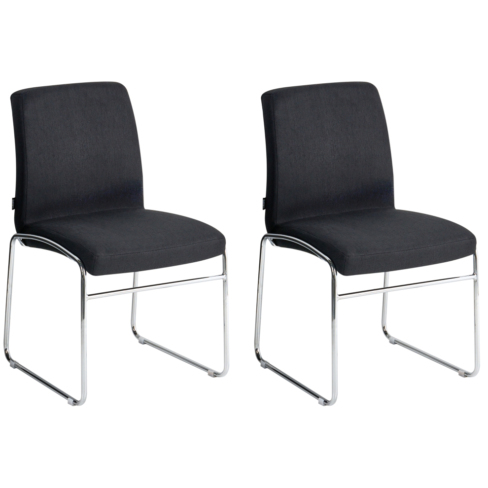 Beliani Set Of 2 Dining Chairs Lecco Fabric Black