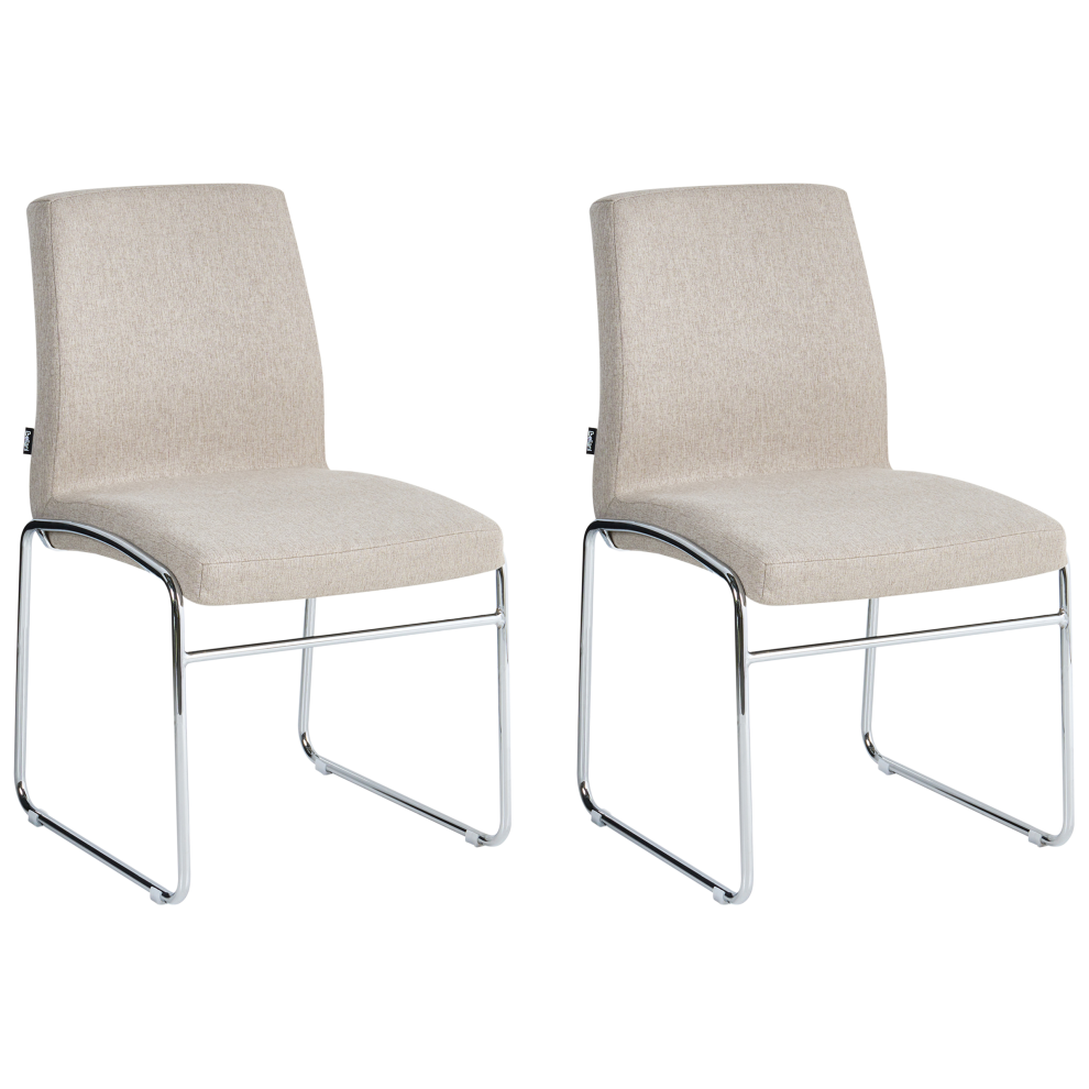 Beliani Set Of 2 Dining Chairs Lecco Fabric Beige
