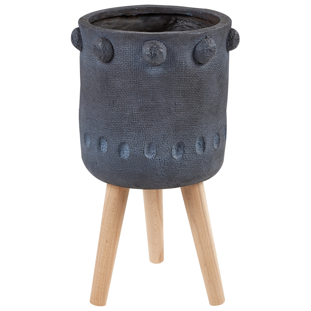 Beliani Elevated Plant Pot Brunnera 24 Cm Graphite Grey
