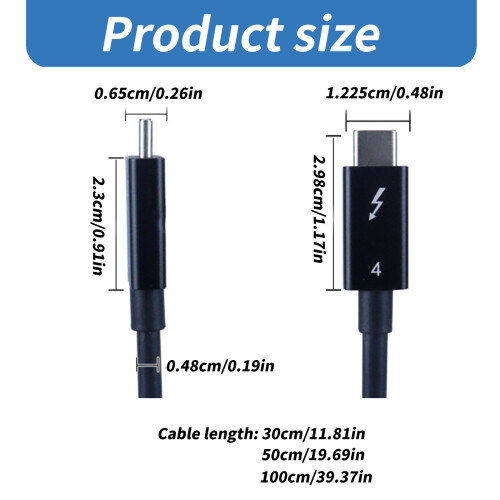 USB Type C Cable Standard 40Gbps Fast Speed 8K Display 100W Charging Cord 100cm 2