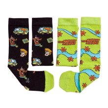(9 UK-13 UK, Black/Green) Scooby Doo Unisex Adult The Mystery Machine Socks (Pack of 2)