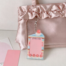 Clear Photo Case with Keychain Charm for Bags Decoration and Everyday Carry Blue