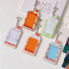 Photo Display Charm with Heart Keychain Clip Clear Front Window for Daily Carry Yellow