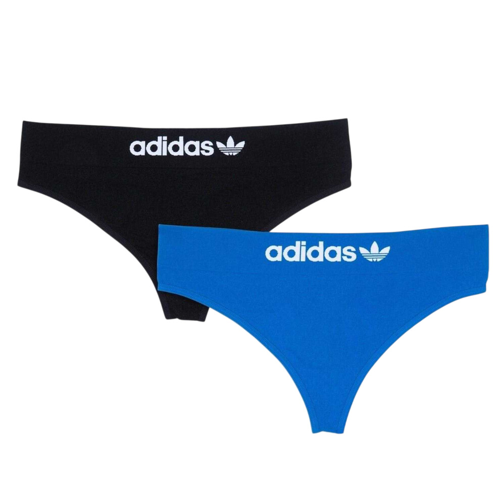 Adidas (24 Uk - 26 Uk, Black/Blue) Womens/Ladies Modern Thong (Pack Of 2)