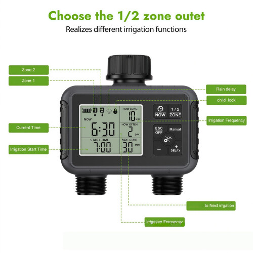 Double Port Garden Water Timer Programmable Sprinkler Controller For Plant Care 1
