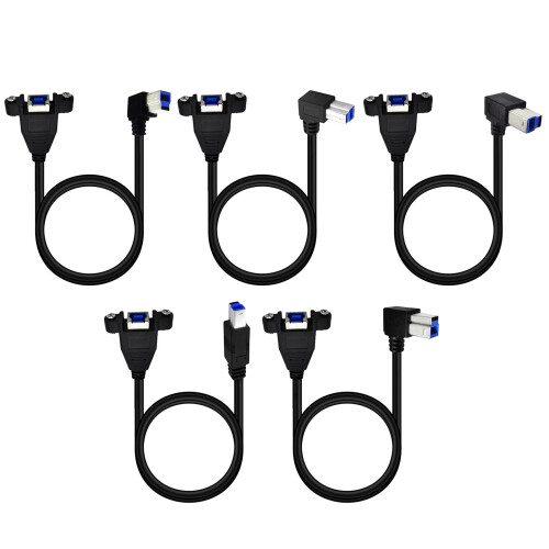USB 3.0 Type B Male to Type B Female Extension Cable with Screws Panel Mount left 1