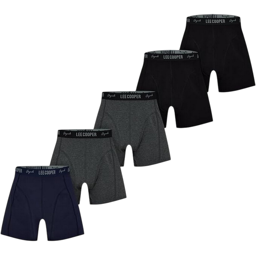 Lee Cooper (S, Black/Navy/Grey Marl) Mens Boxer Briefs (Pack Of 5)