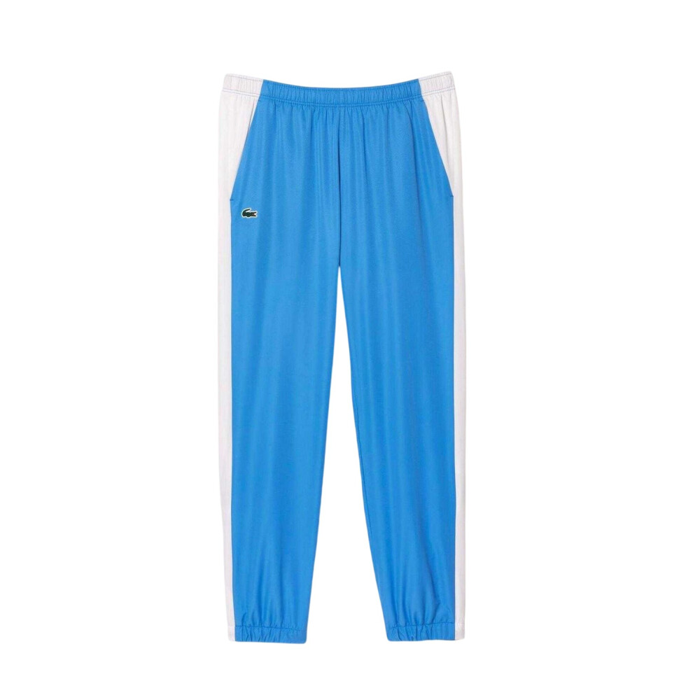 Lacoste (S, Ethereal) Mens Colour Block Tapered Tracksuit Bottoms
