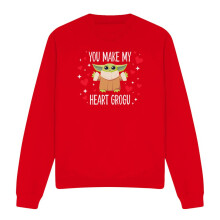 (M, Red) Star Wars Unisex Adult You Make My Heart Grogu Sweatshirt
