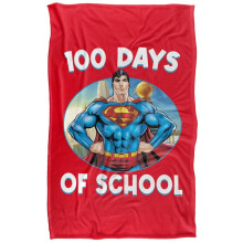 (147cm x 91cm, Multicoloured) Superman 100 Days Of School Blanket