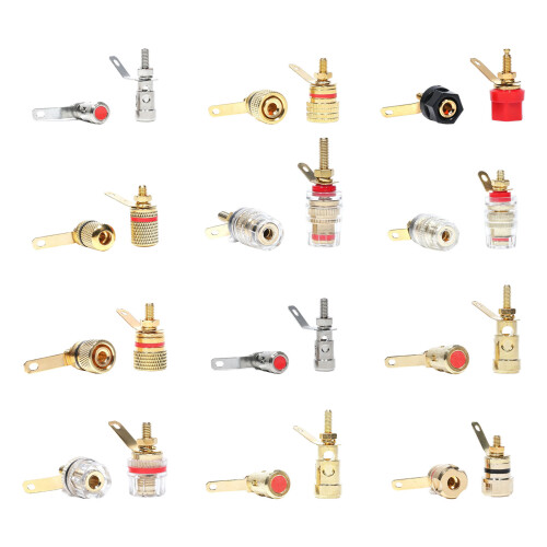 1Pair Gold Plating Speaker Terminals Binding Posts Banana Plugs For Music Systems 1 1