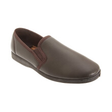 (6 UK, Dark Brown) Sleepers Mens Hadley Softie Leather Twin Gusset Slippers