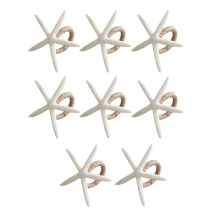 Handmade Starfish Napkin Rings Set of 8, White Faux Sea Star Napkin Ring Holder for Wedding, Party, Dining Tables