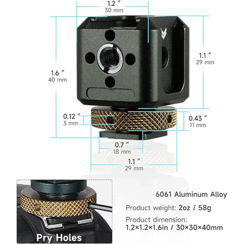 Strong Camera Hot Shoe elevator For Multiple Accessories On Camera drill 2