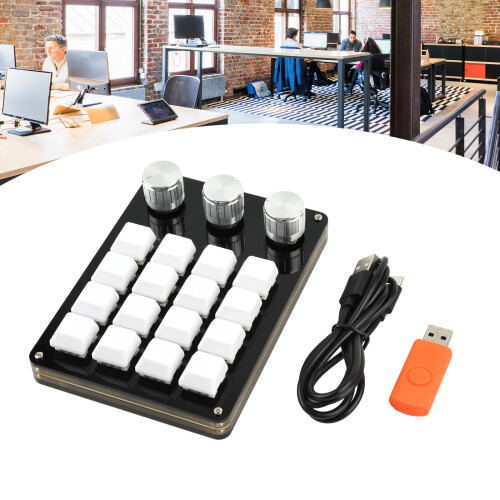 16 Keys Mini Keyboard 3  Knob Customize Gaming Video Editing Programming Keypad 1