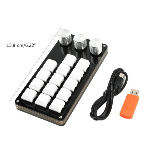 14 Keys Programmable Keyboard,Multifunctional Mechanical Gaming Keyboard 3 Knob 2
