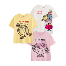 (5-6 Years, Multicoloured) Mr Men & Little Miss Girls Characters Short-Sleeved T-Shirt (Pack of 3)