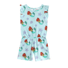 (9-10 Years, Blue) The Little Mermaid Girls Ariel & Flounder All-Over Print Sleeveless Playsuit