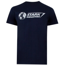 (S, Navy/White) Marvel Mens Stark Industries Logo T-Shirt