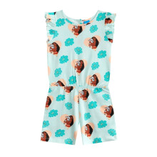 (5-6 Years, Green) Moana Girls Flowers All-Over Print Sleeveless Playsuit
