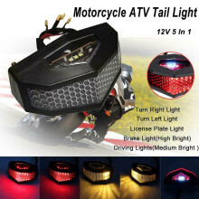 New 12V Universal Motorcycle ATV Taillight 5In1 LED Rear Tail Lights Brake Stop Light Turn Signal License Plate Light