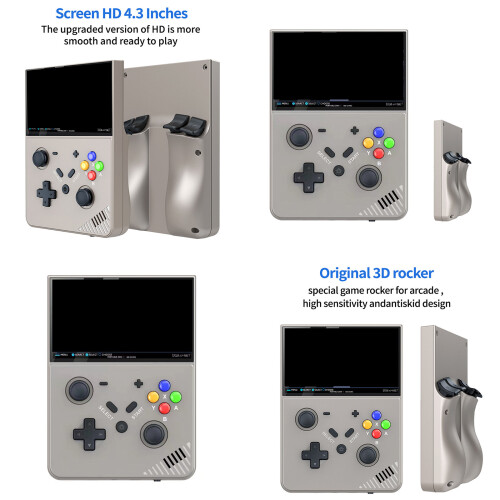 64G/128G Gamepad 4.3" Screen Game Consoles Support for Linux Emelec 4.3 System Black 64G 2