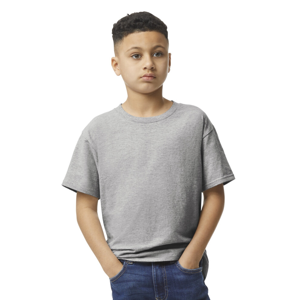 Gildan (9-11 Years, Sports Grey) Childrens/Kids Plain Lightweight T-Shirt