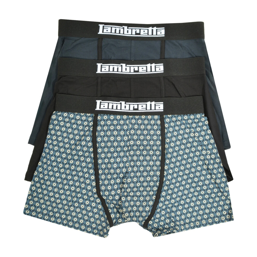 Lambretta (Xxl, Navy/Silver/Black) Mens Target Boxer Shorts (Pack Of 3)
