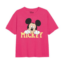 (5-6 Years, Fuchsia) Mickey Mouse Girls Cute Face T-Shirt