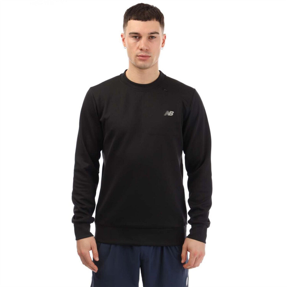 New Balance (L, Black) Mens Crew Neck Athletic Sweatshirt